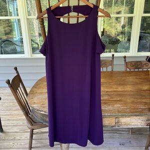 Lauren Ralph Lauren Shift Dress Women’s Purple Cold Shoulder Back Cutout Sz 14